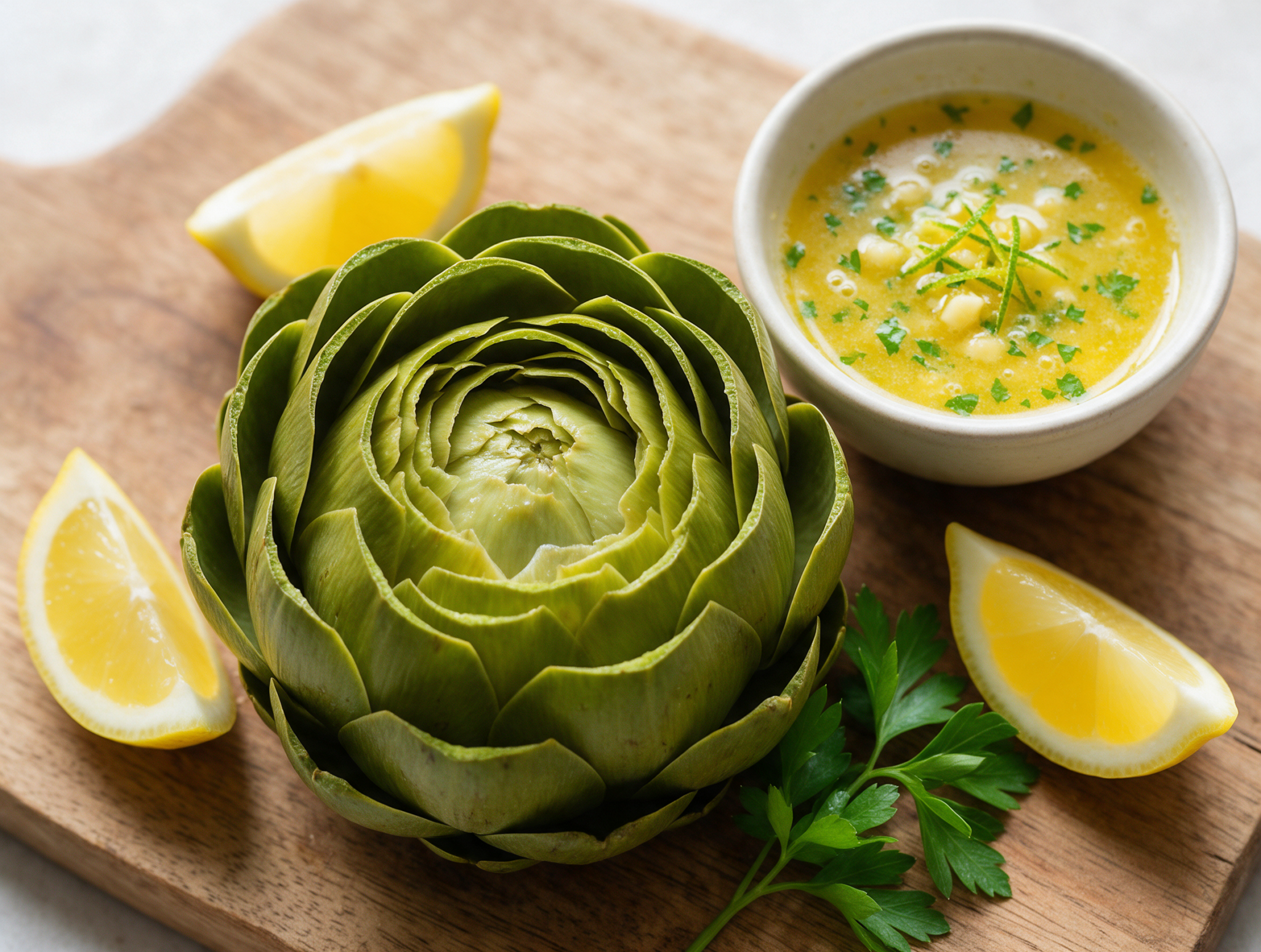 Classic Steamed Artichokes with Lemon Butter Dip