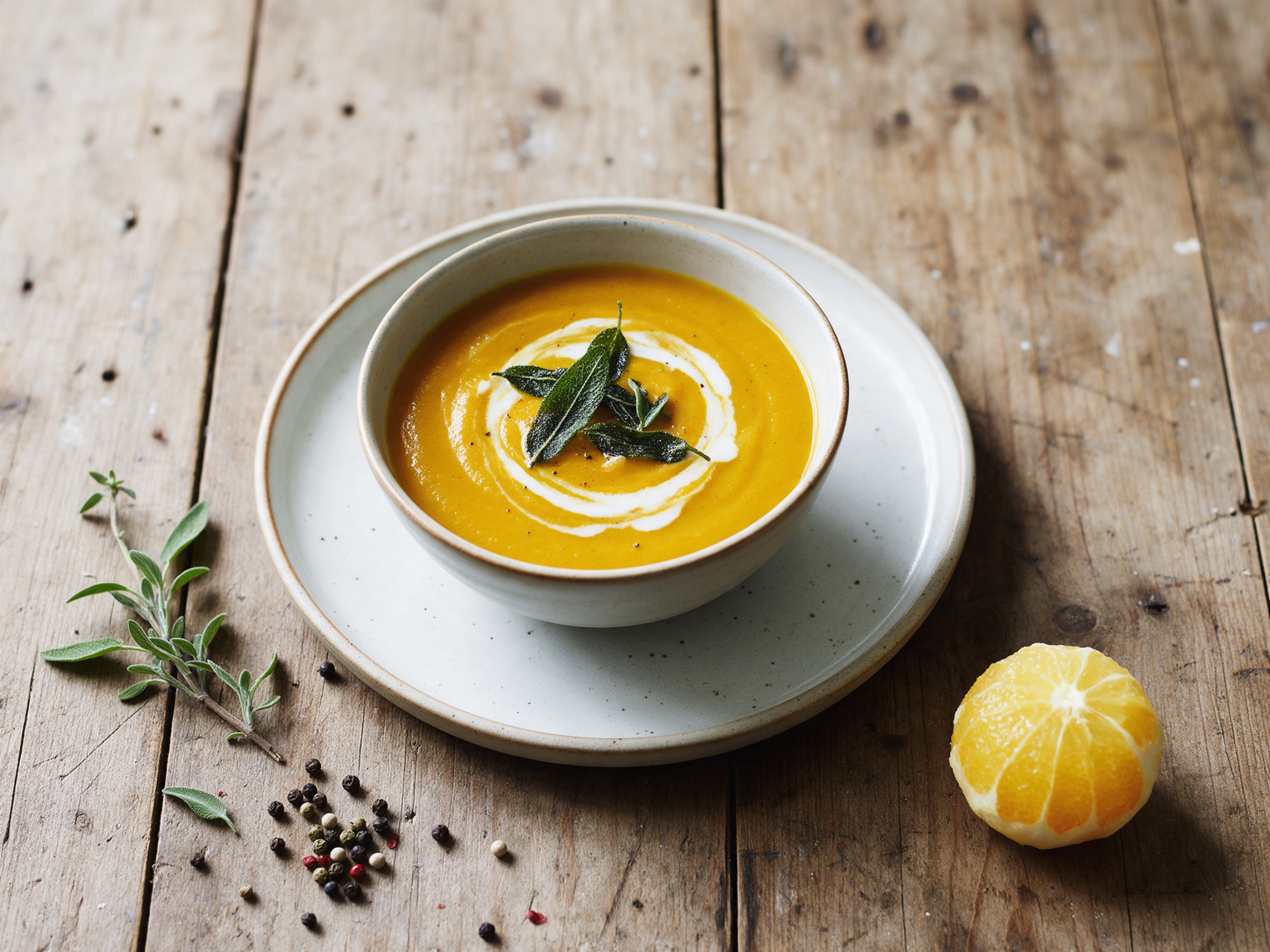 Roasted Turmeric Butternut and Sage Soup with Coconut Milk