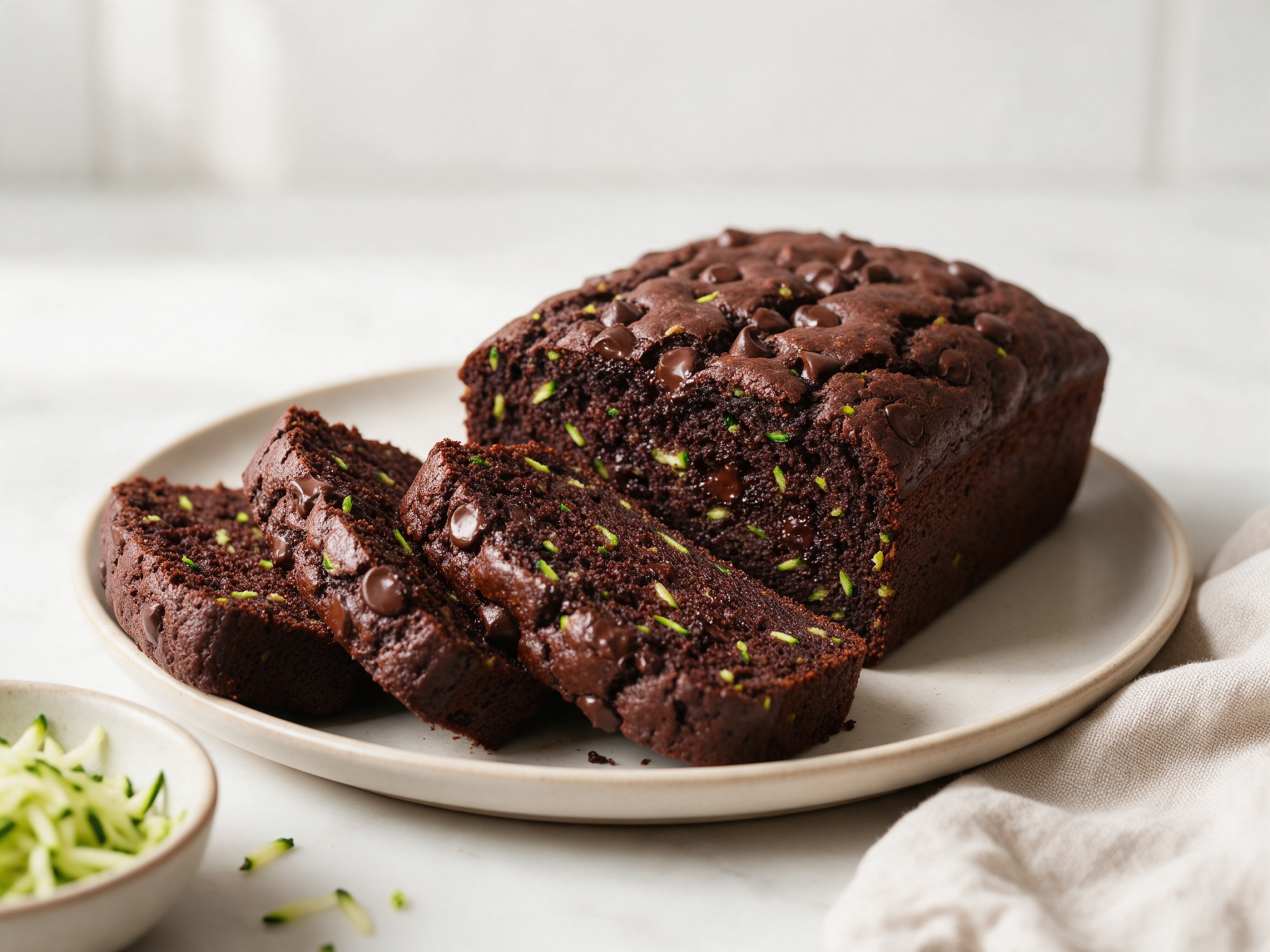 Soft Low-Sugar Chocolate Zucchini Loaf with Yogurt