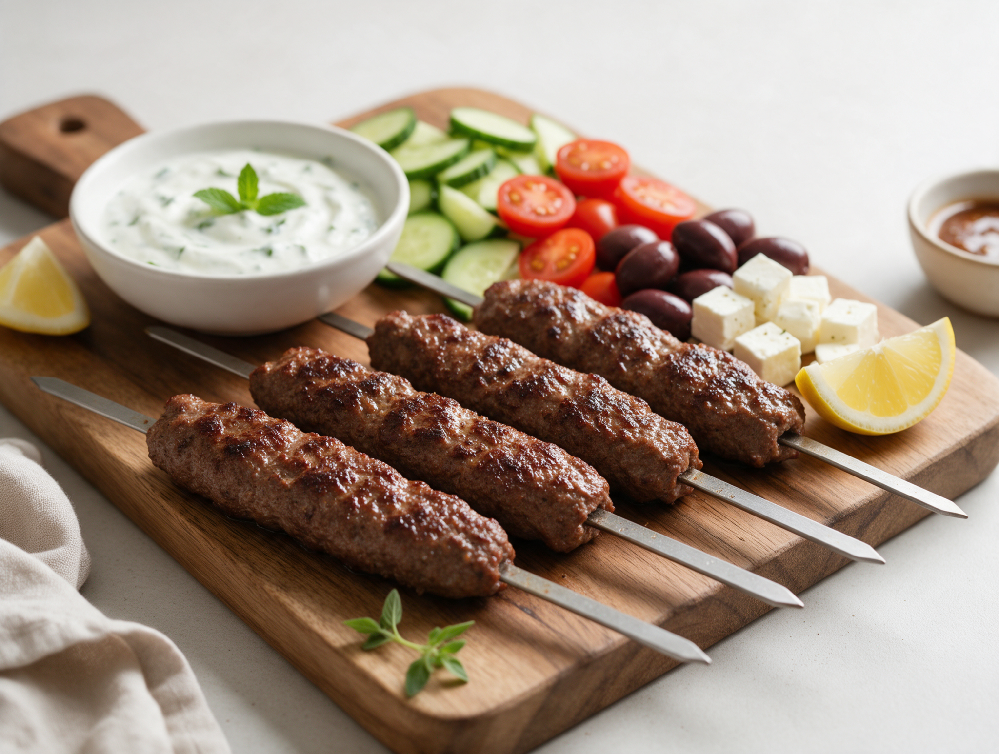 Easy Keto Grilled Lamb Kebab Platter with Mint Yogurt