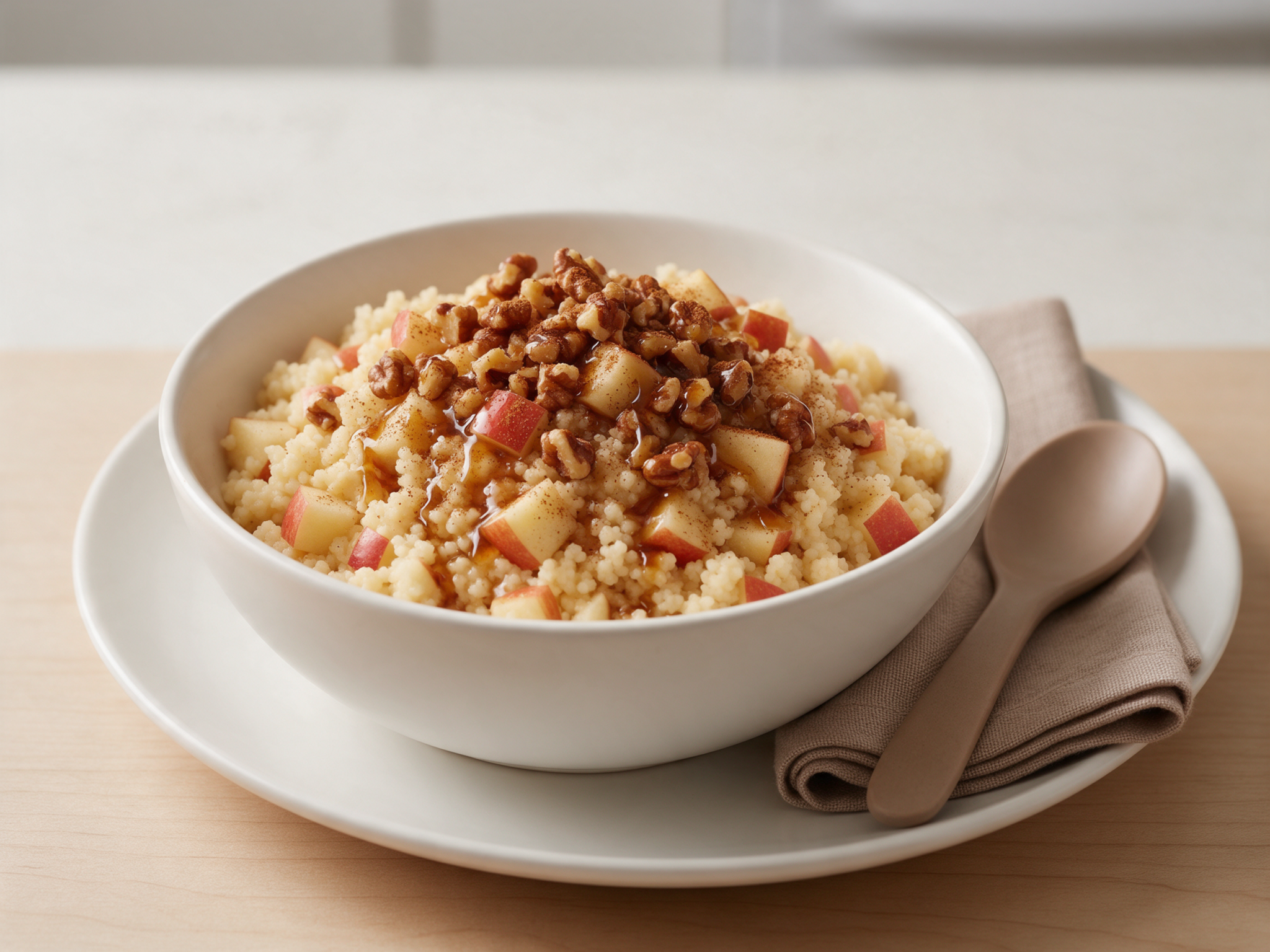Apple Cinnamon Breakfast Couscous with Toasted Walnuts