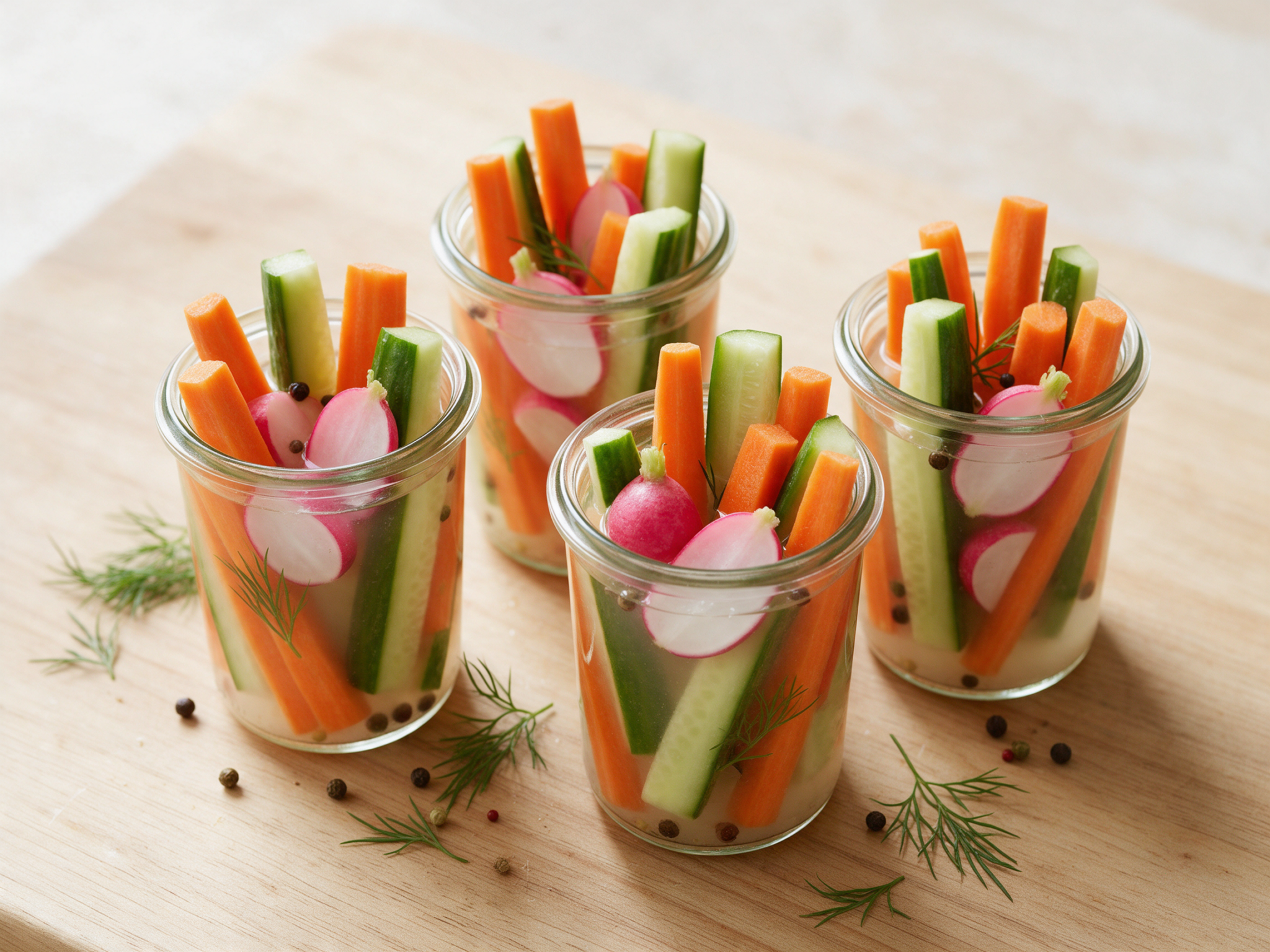Crunchy Pickled Vegetable Snack Jars to Grab and Go