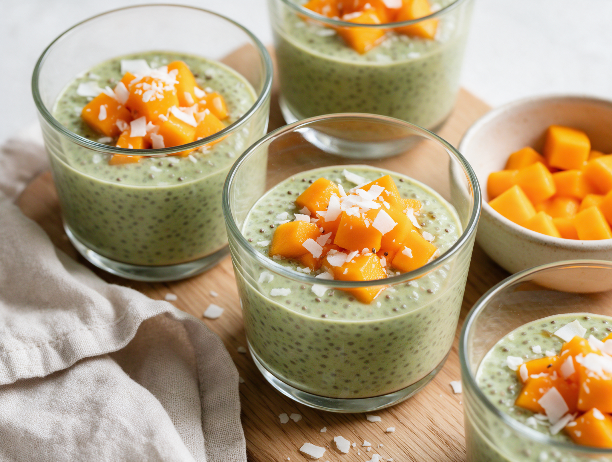 Matcha Chia Energy Gel Cups with Maple and Coconut