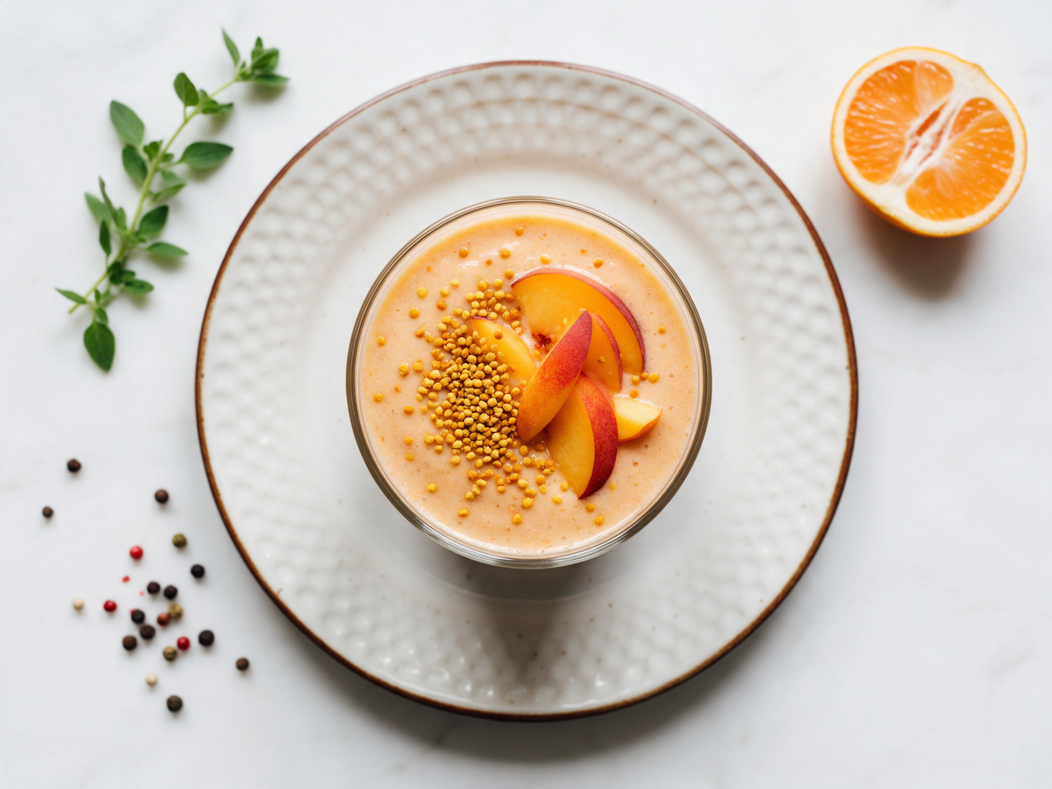 Bee Pollen Peach Smoothie with Banana and Greek Yogurt