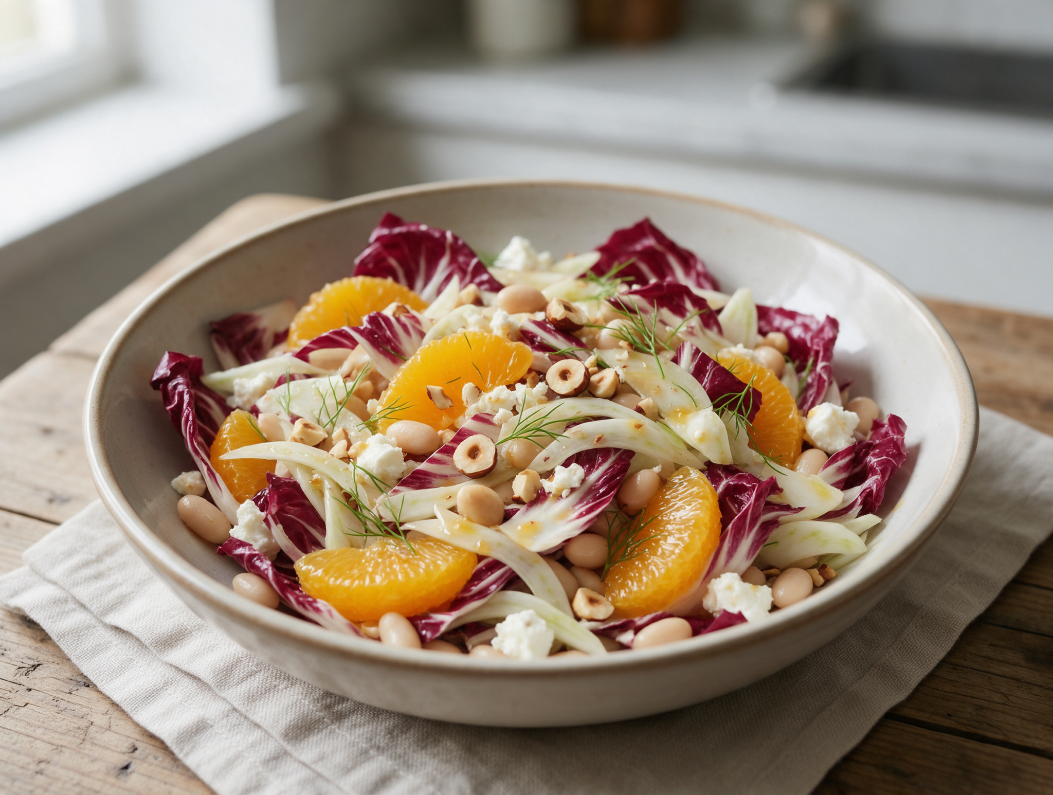 Radicchio Orange Salad Bowl with Toasted Hazelnuts