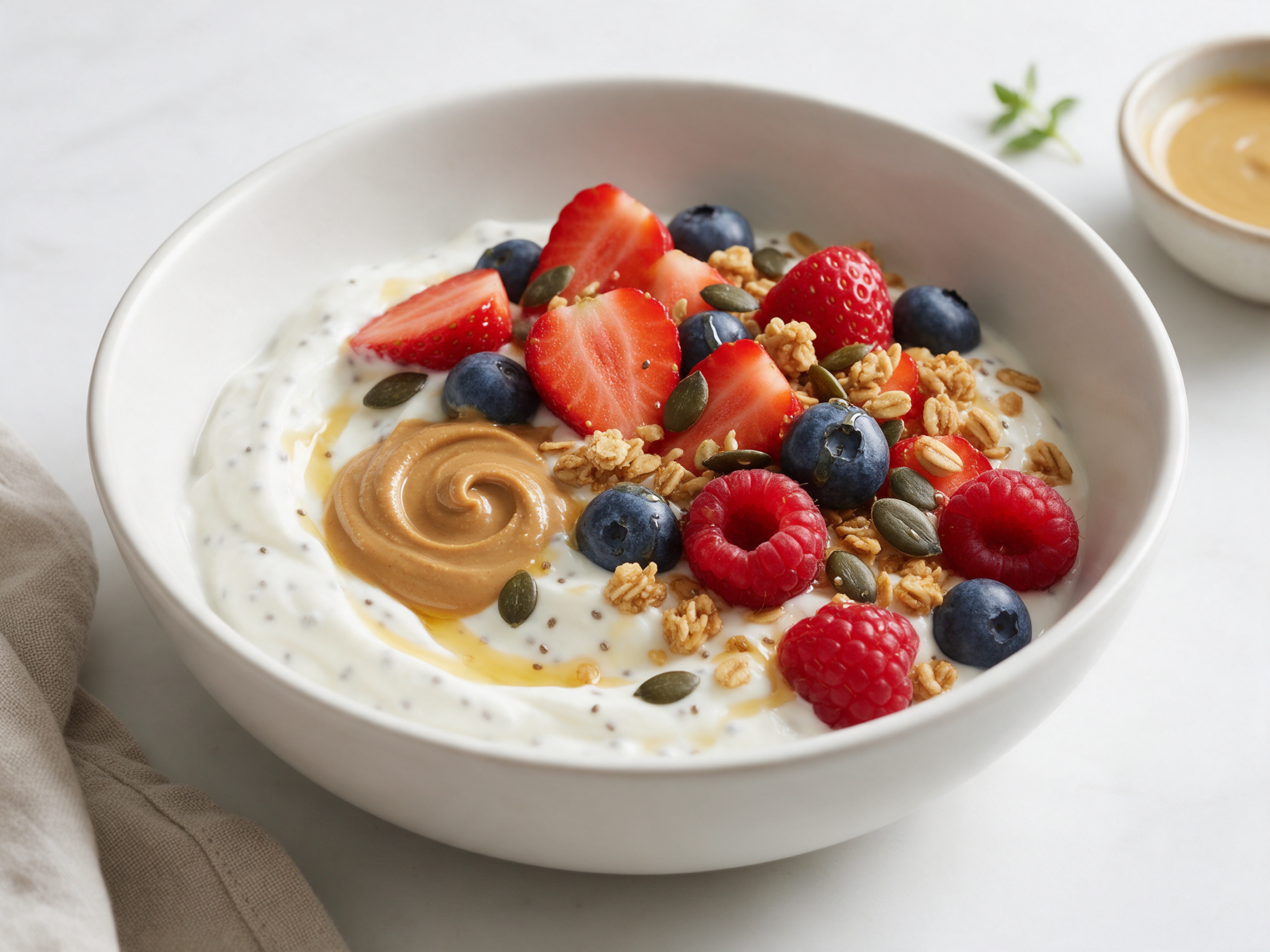 Skyr Berry Breakfast Bowl with Chia and Almond Butter