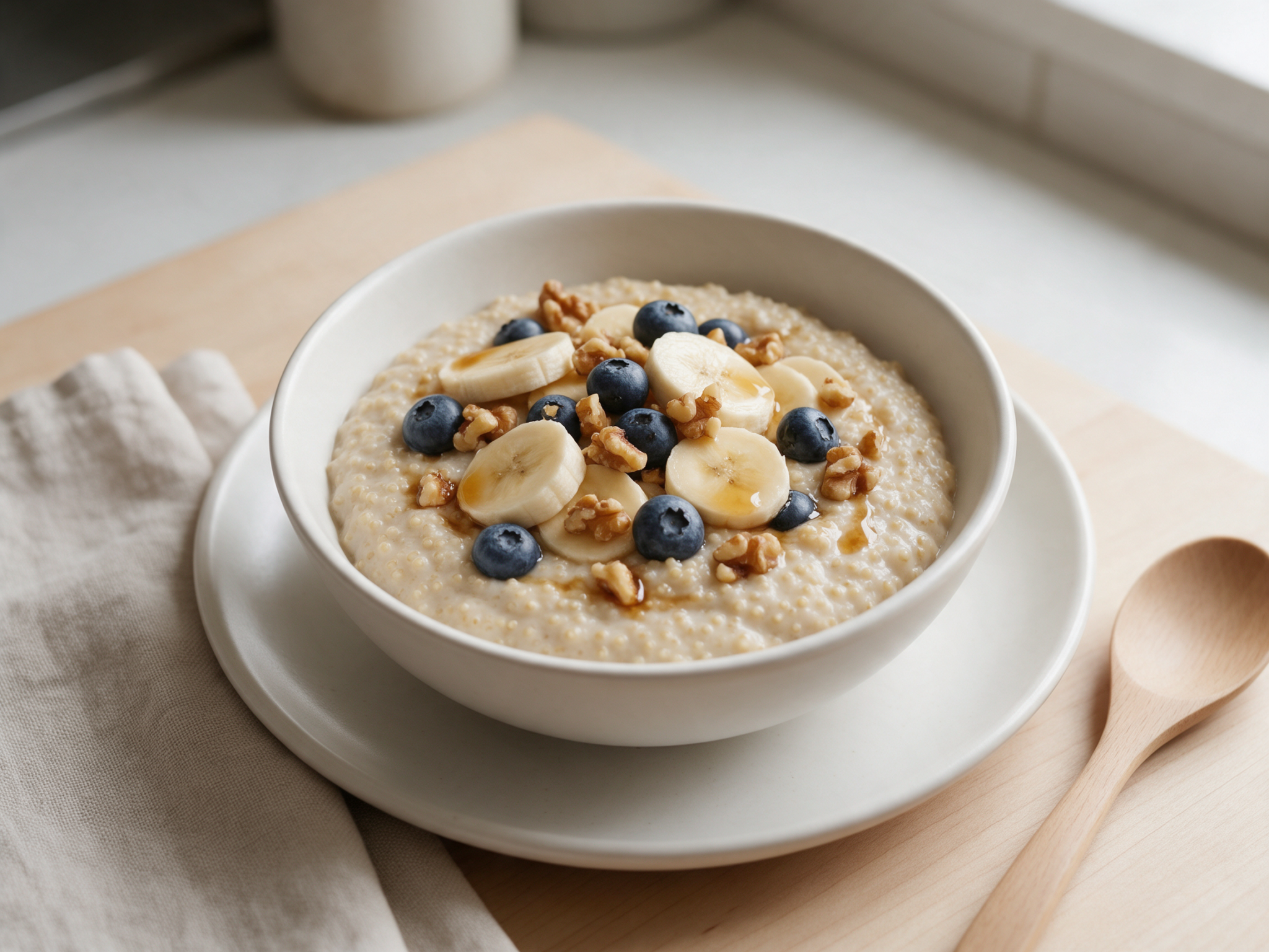 Creamy Gluten-Free Amaranth Breakfast Bowl with Walnuts